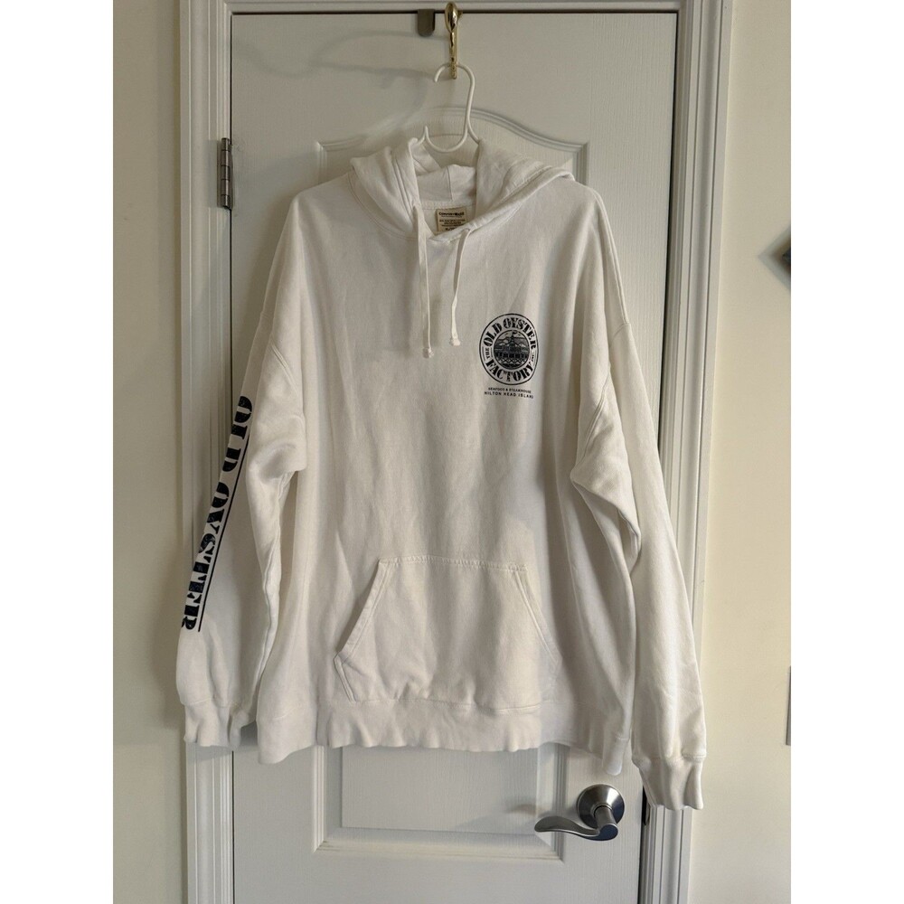 OLD OYSTER FACTORY INC Hoodie Mens White Sz XL Hilton Head Comfortwash Hanes
